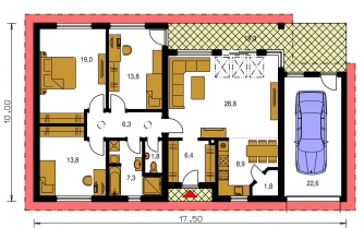 Grundriss des Erdgeschosses - BUNGALOW 148